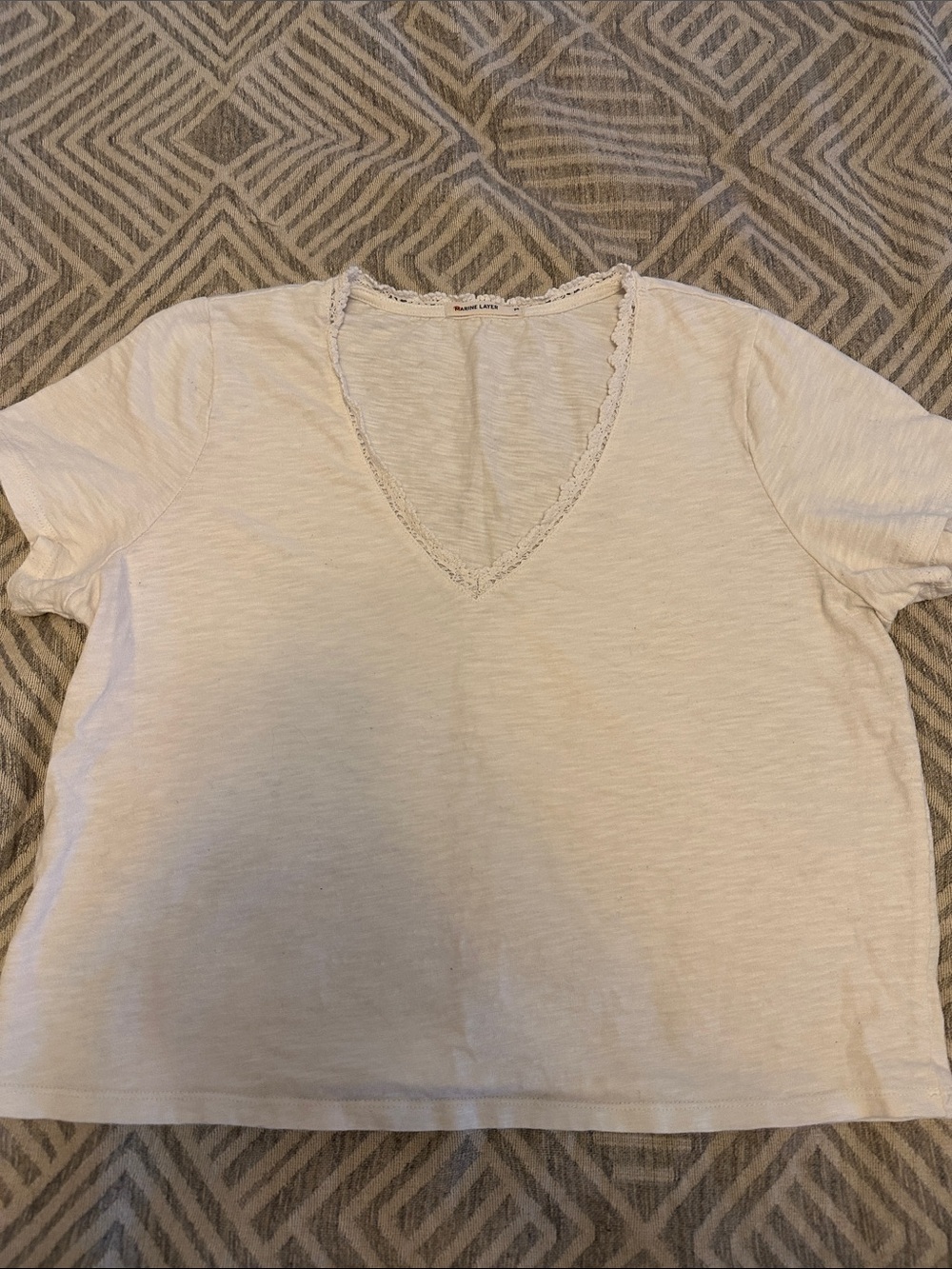 Marine Layer Cream V-Neck Short Sleeve Tee
